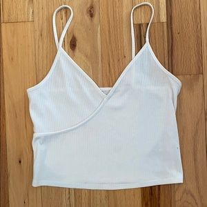 Pacsun ribbed cropped white tank top